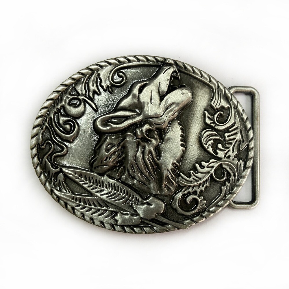 Western Cowboy Belt Buckle Men & Women USA Retro Rodeo Casual Wear Wolf Howling