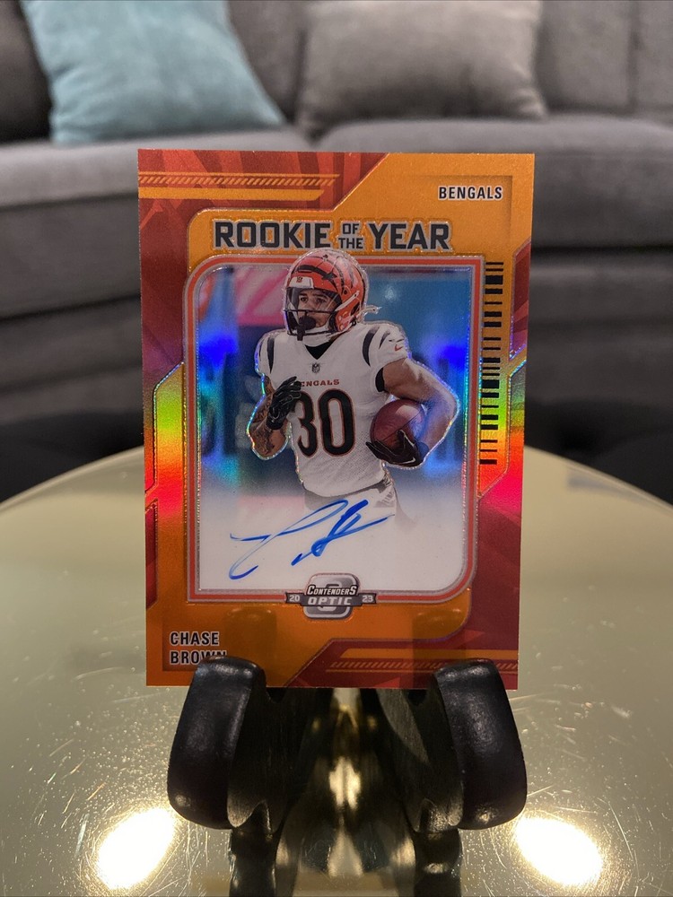 Chase Brown 23’ Contenders Optic ROY Orange #/50! Color Match! On Card Auto!