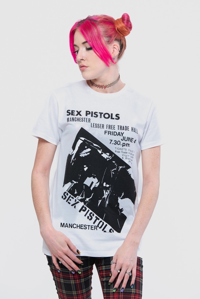 Sex Pistols Free Trade Hall Manchester Flyer Official Unisex White T-Shirt