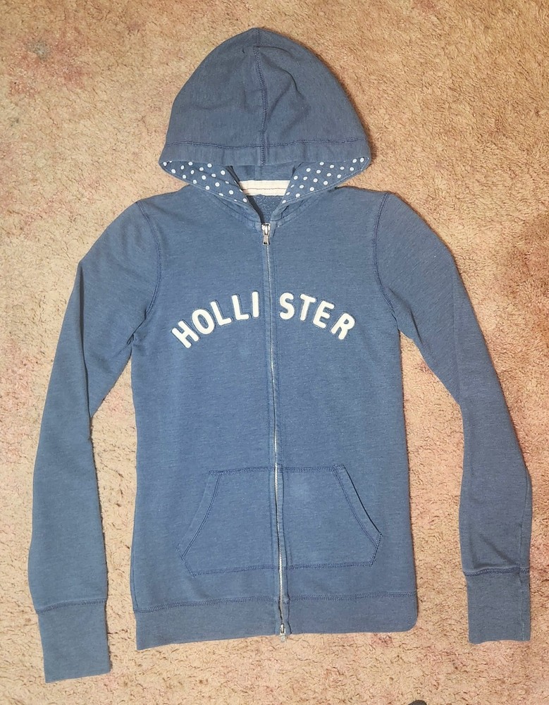 Hollister Womens Medium Blue&White Zip Up Hoodie