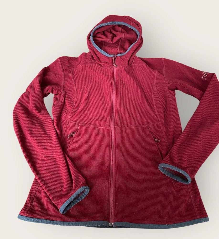 Arc’teryx Jacket Women’s Small Red Polartec Full Zip Hoodie Lightweight Outdoors
