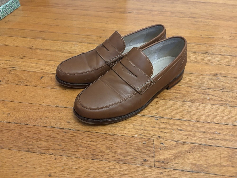 Banana Republic Mens Cognac Blake Stitch Penny Loafers Size 10.5 US Light Brown