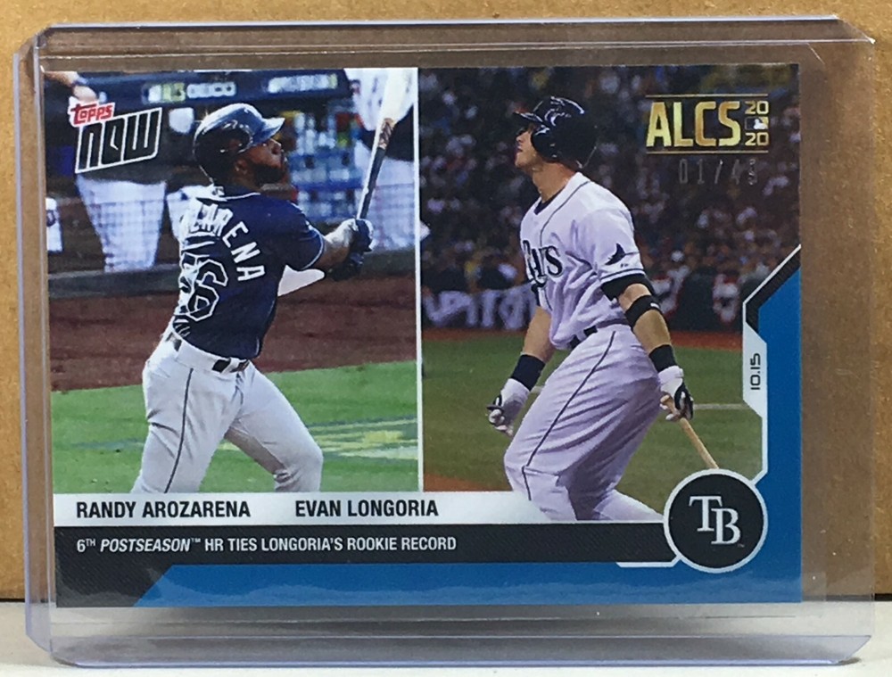 2020 TOPPS NOW #420 RANDY AROZARENA RC EVAN LONGORIA ALCS HR Blue Parallel 1/49