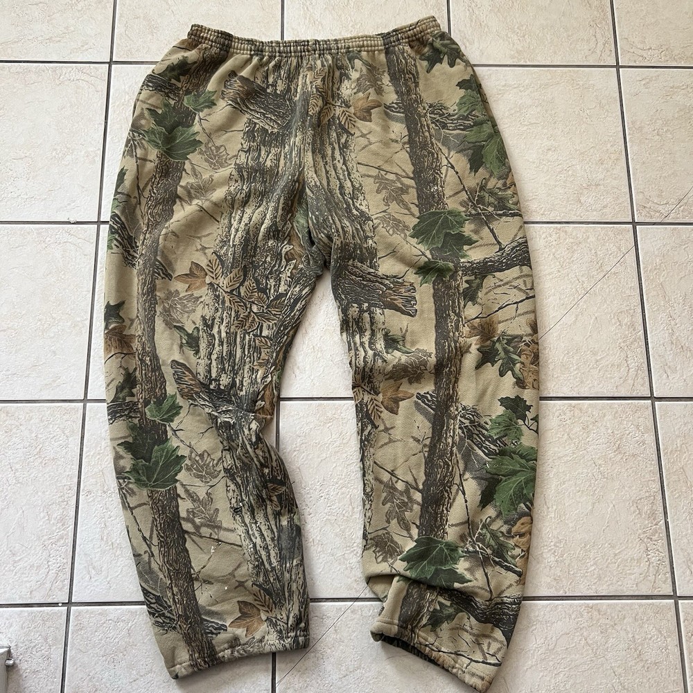 Vintage Y2k Realtree Jerzees Camo Cargo Sweatpants Mens XL / XXL Camping Hunting