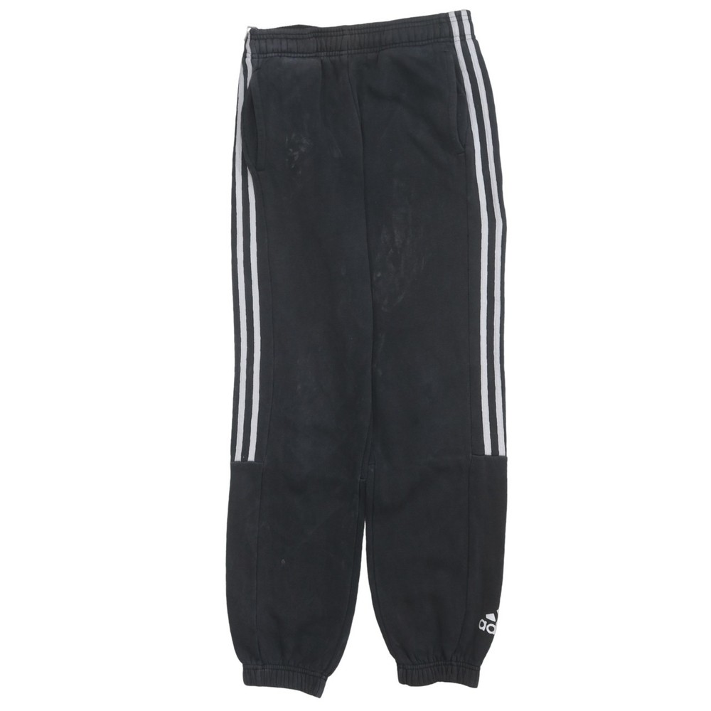 Adidas Mens Joggers Black Three Stripe Elastic Waist Cuffed Track Trousers M