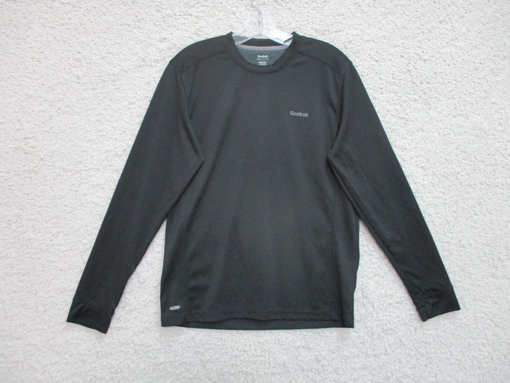 Reebok Mens Black Lightweight Stretch Long Sleeve Logo Casual Shirt Small Adult