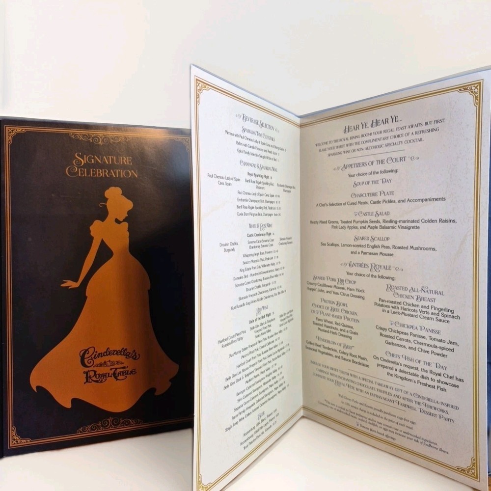 DISNEY Cinderella's Royal Table Menu 2019 SIGNATURE CELEBRATION Rare VTG WDW