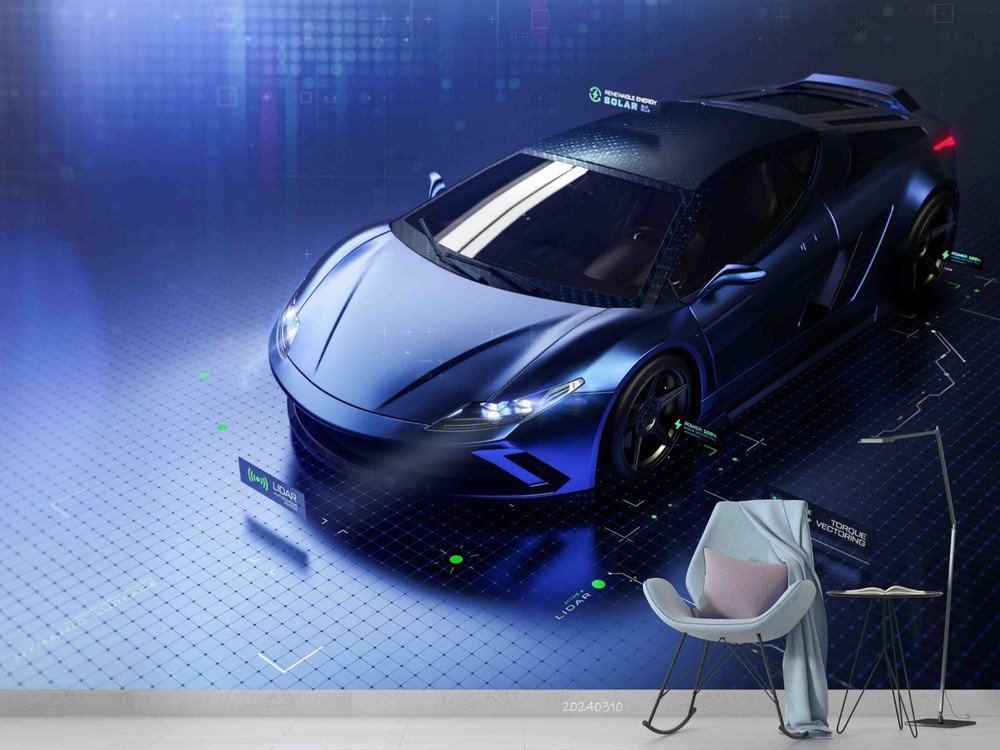 3D Sports Car Digital Image Wall Murals Wallpaper Murals Wall Sticker