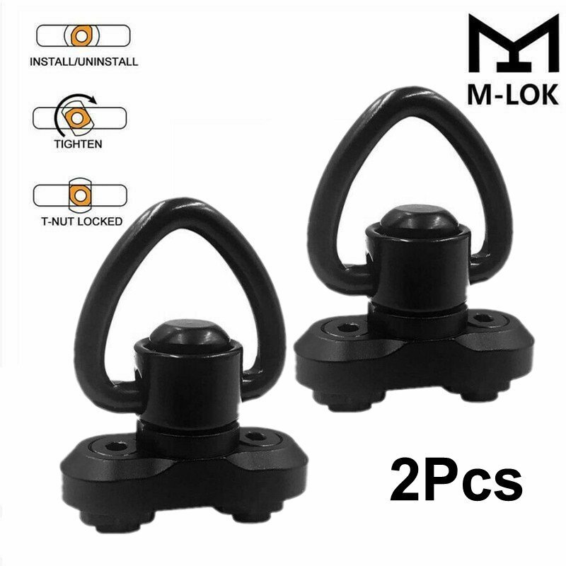 2Pcs M-LOK MLOK QD Sling Swivel Mount Push Button Quick Detach Sling Adaptor