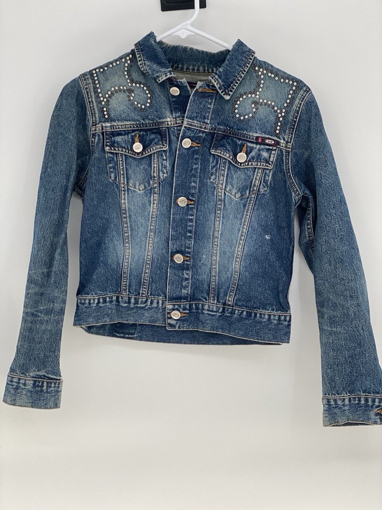 Bongo Denim Jacket for Girls Size M with Stone and Gem Embellishments