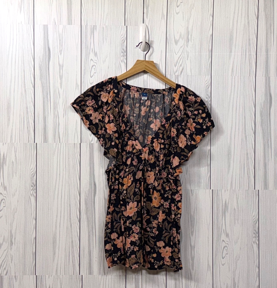 Old Navy blouse womens size 2x short sleeve floral patterned multicolored