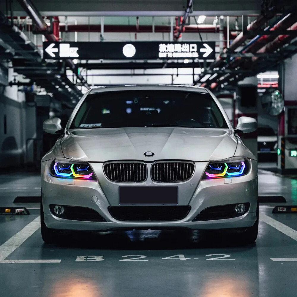 RGB LED Headlights For BMW 3 Series E90 E91 4 door 2005-2012 Halogen Head Lamps