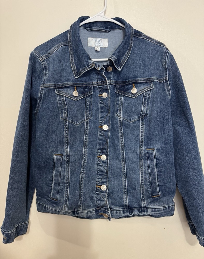 Time And Tru Womens XL (16-18) Stretch Denim Jean Jacket