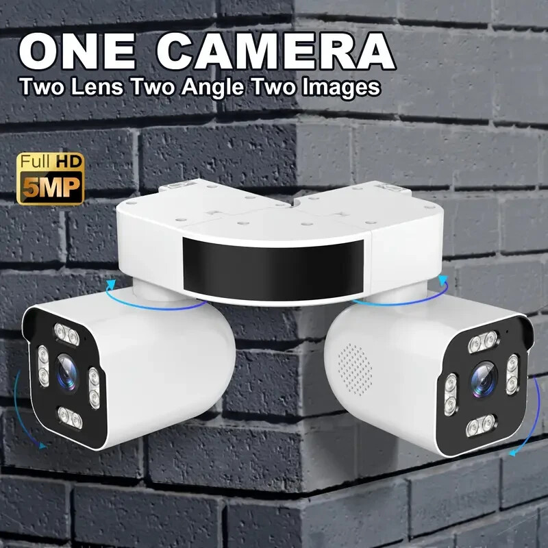 5.0MP Dual Lens PTZ Security Camera, Wireless Network Outdoor, 360 Degree, 2 Way