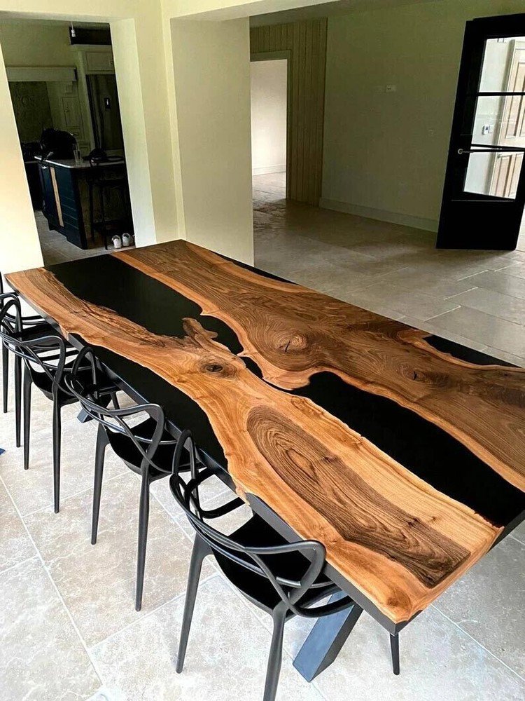 Black Live Edge Epoxy Coffee Table Top { No Bench } Epoxy Home Decor Top Table