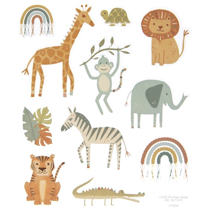 2 Sheets Safari Jungle Animals Stickers Planner Party Supply DIY Crafts