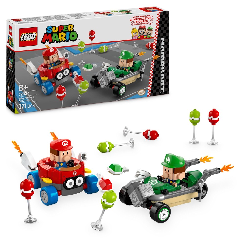 LEGO Super Mario Kart Building Set with Baby Mario and Baby Luigi for Kids