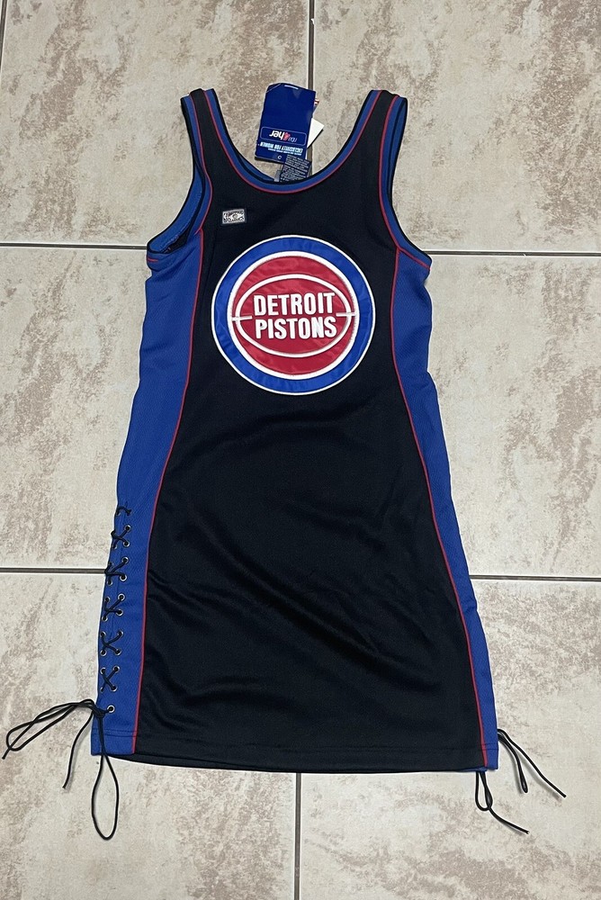 Vintage NBA Hardwood Classics Detroit Pistons Jersey Dress Women Sz S Black