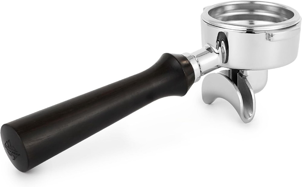 58mm Double Spout Espresso Portafilter with Wooden Handle - Ideal for E61 Group Machines and Barista Use
