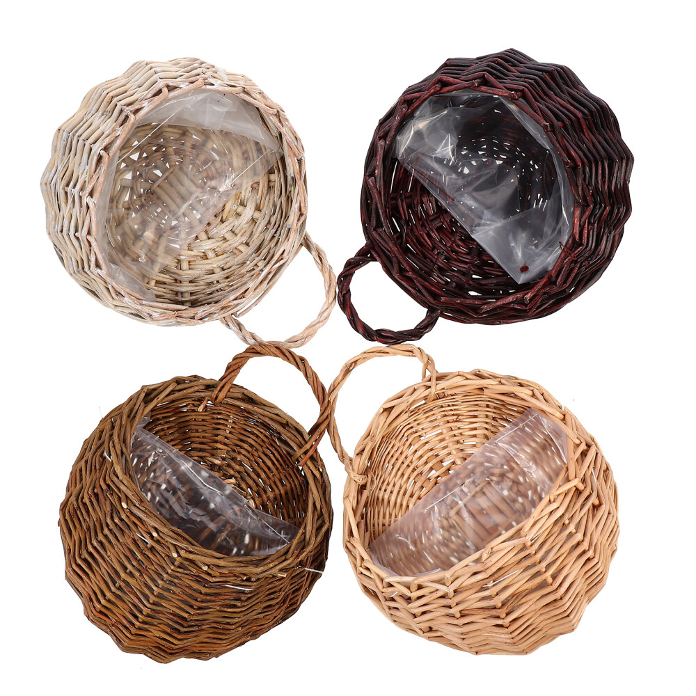 4Pcs Bread Serving Basket Wall Hanging Flower Pot Wooden Bread Storage Baskets