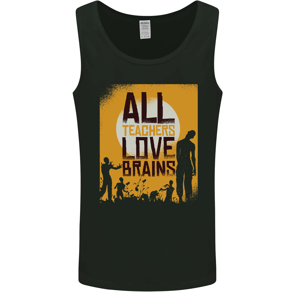 Zombie Teacher Love Brains Halloween Funny Mens Vest Tank Top