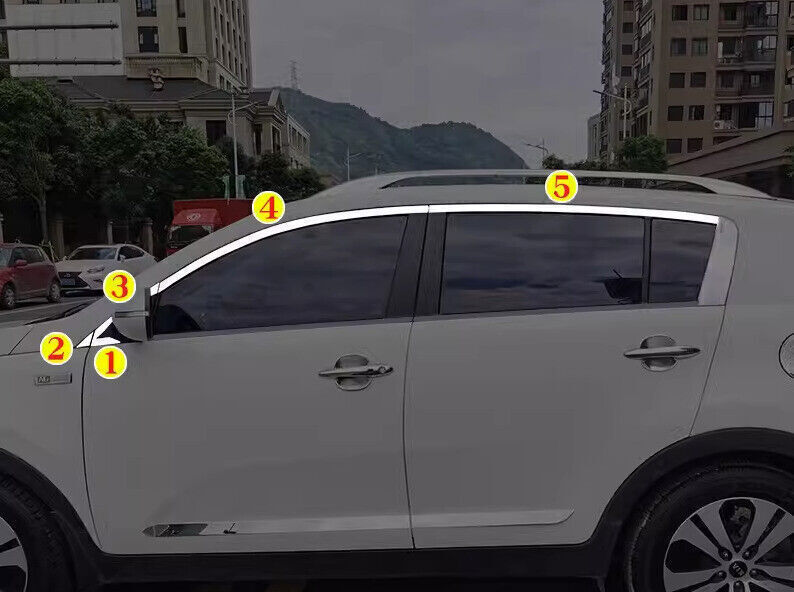 For Kia Sportage 2011-2016 Chrome Stainless Upper Window Sill Molding Strip Trim