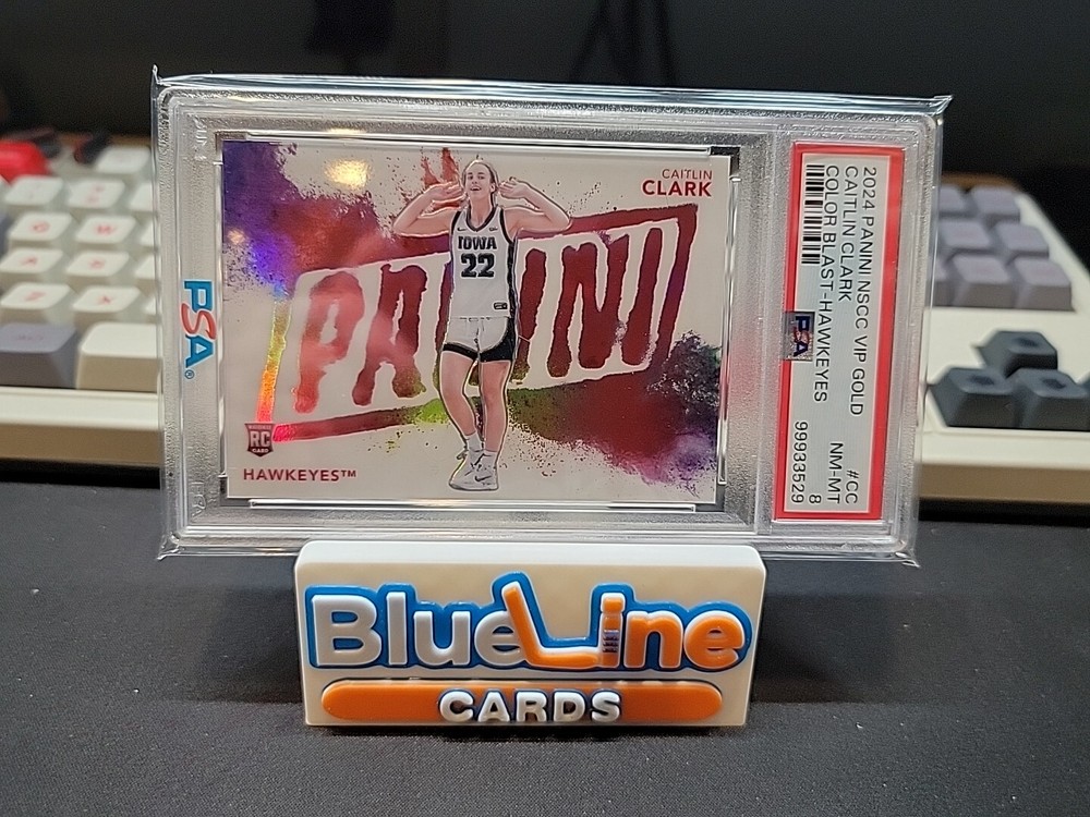 2024 panini vip gold packs Caitlin Clark Color Blast Hawkeyes PSA 8! /44