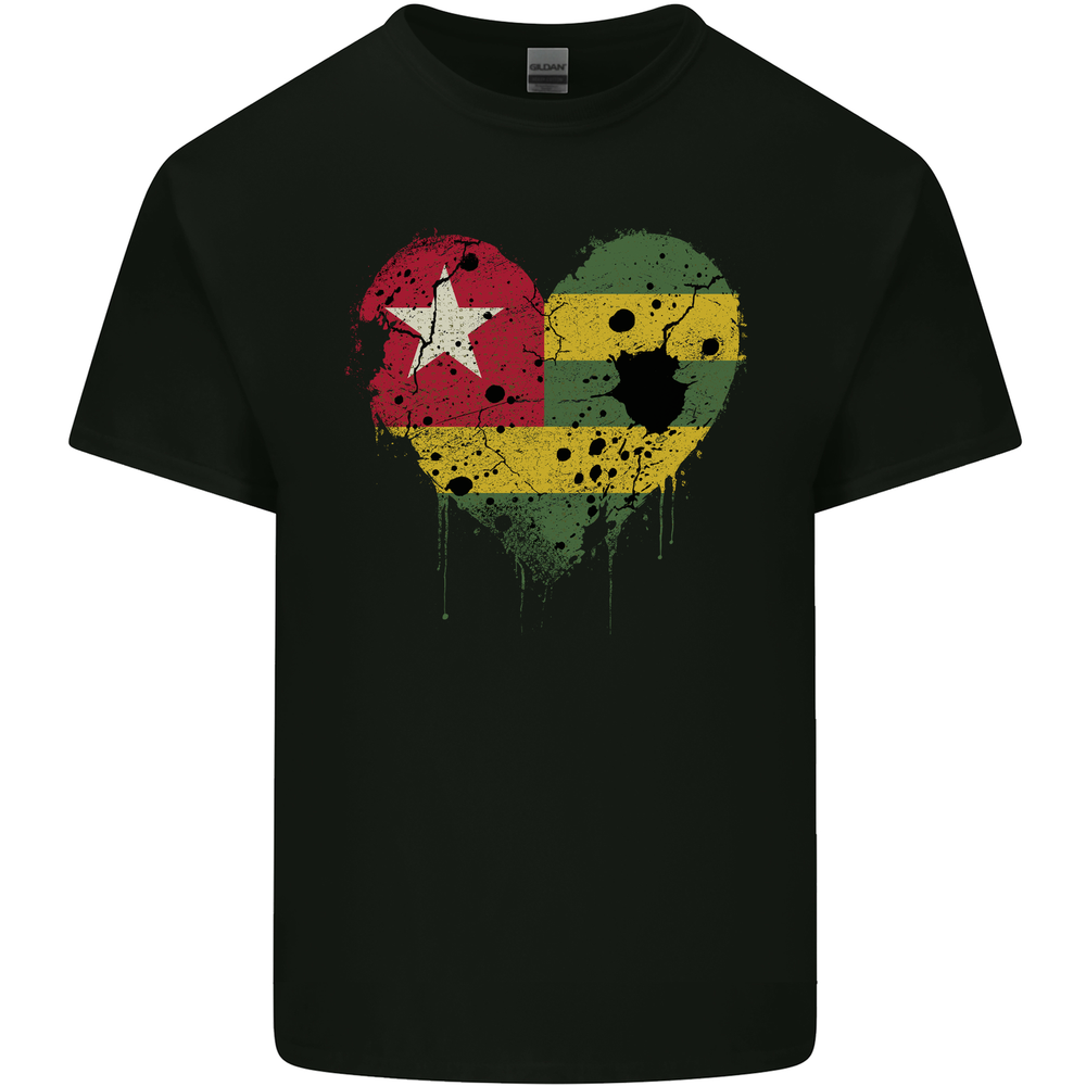 Love Togo Flag Togolese Day Football Mens Cotton T-Shirt Tee Top