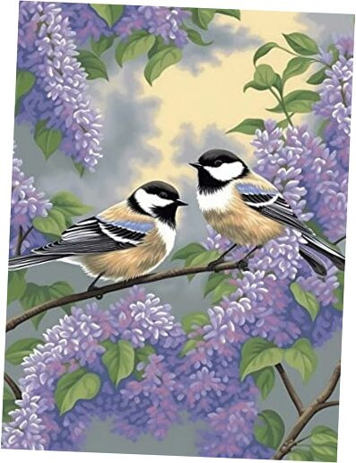 5D Diamond Painting Lilacs and Flowers and Birds Full Drill by Number Kits,
