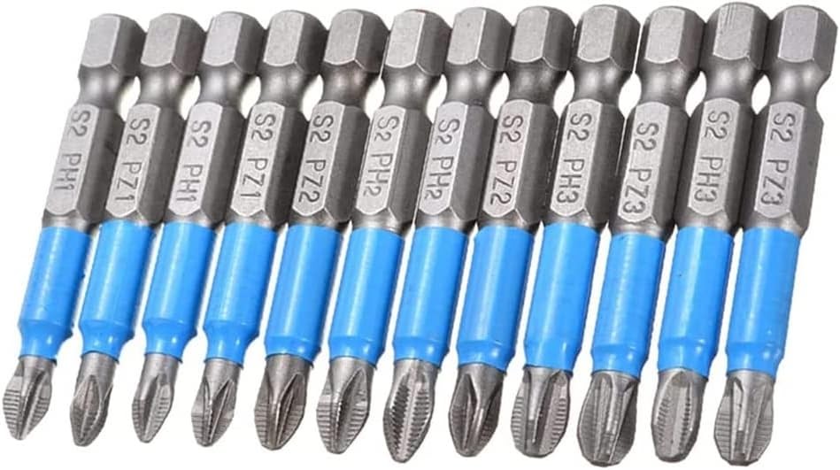 12 Pieces Magnetic Phillips & Pozidriv Screwdriver Bit Set, 1/4 Inch Hex Shank A