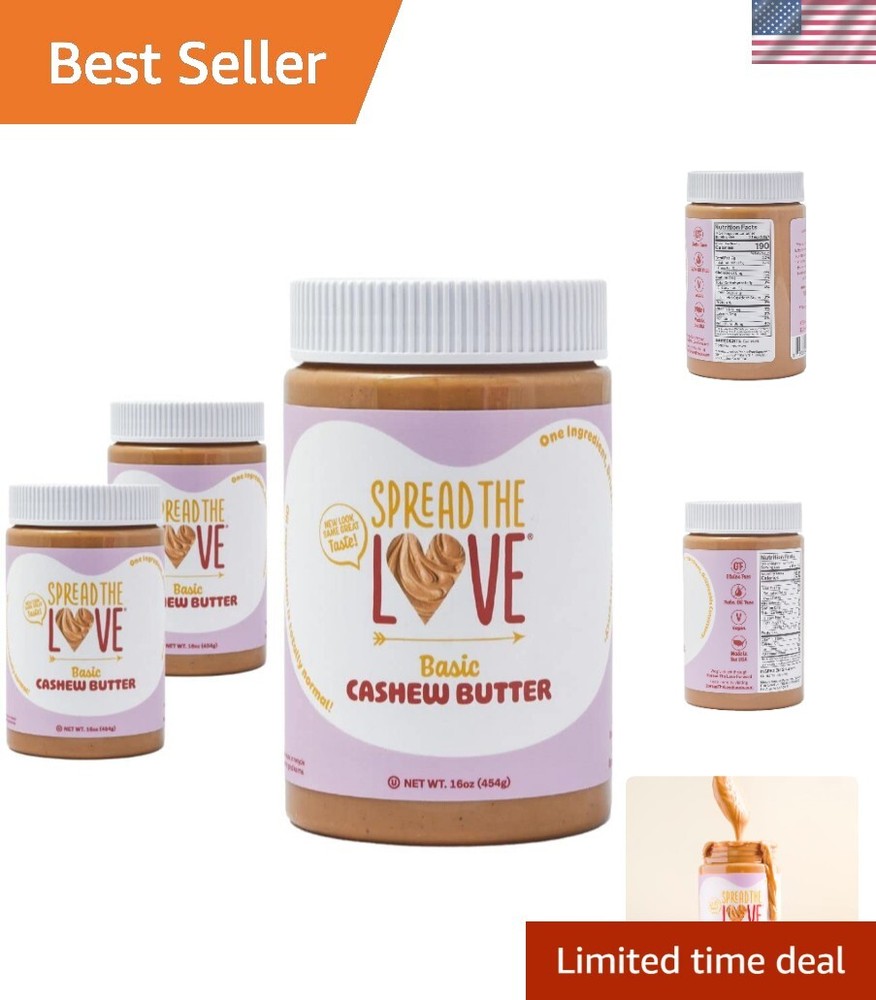 Basic Cashew Butter - All-Natural, Vegan, Gluten-Free, No Added Sugar, No Add...