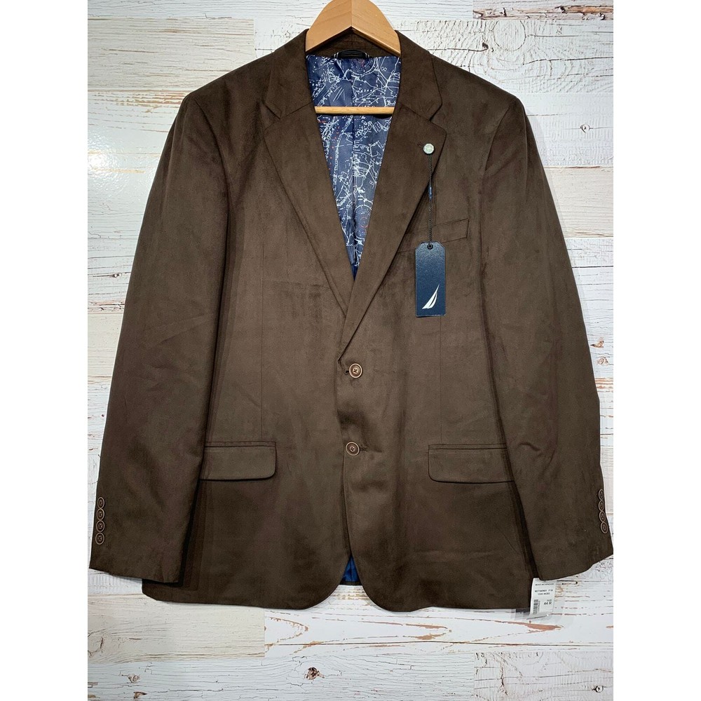 NWT Nautica Jacket Mens Pleather Blazer Lightweight Brown 44R New