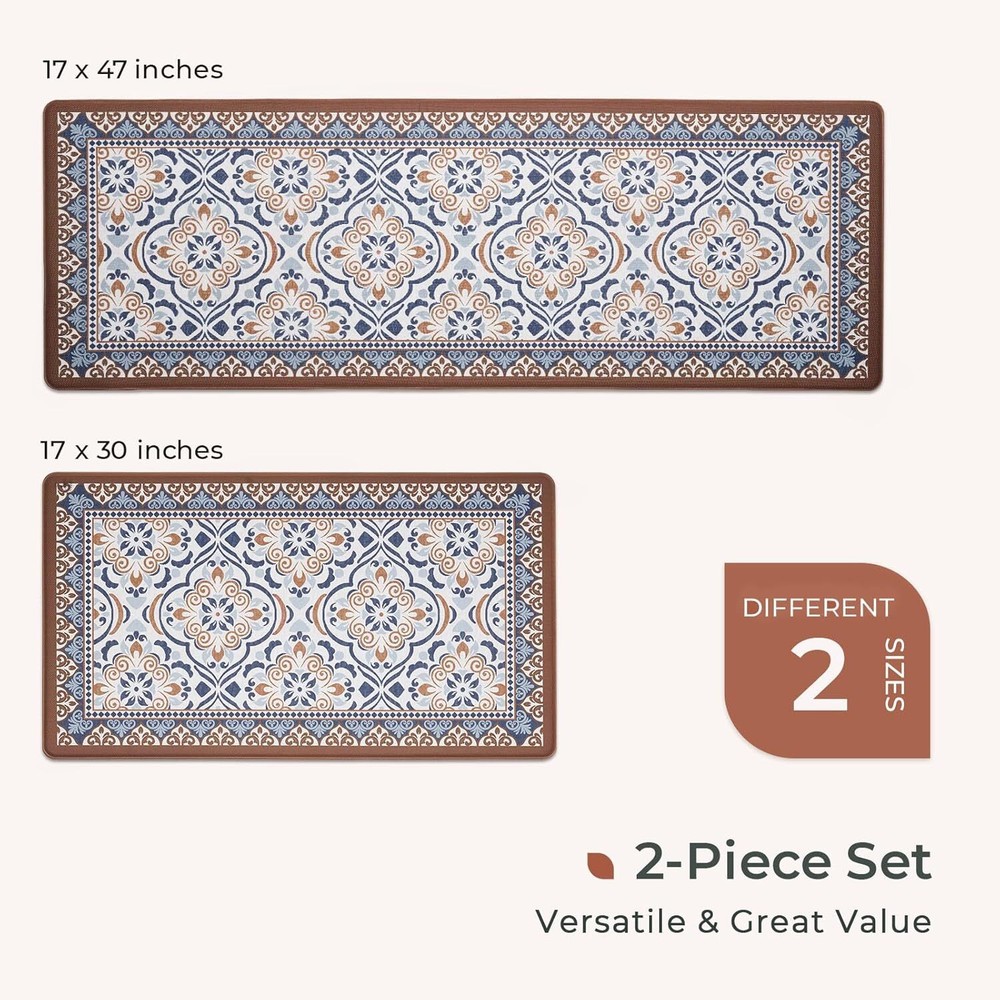 Anti-Fatigue Kitchen Floor Mats 2-Pack Non-Slip Cushioned Waterproof