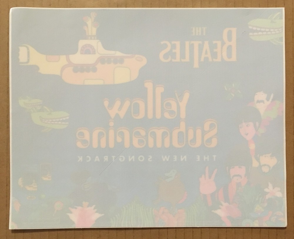 1999 Beatles Promo Vinyl Window Cling Poster with Yellow Submarine CD Mint Condition