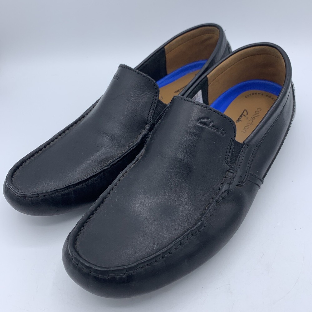 Clarks Markman Black Leather Driving Loafer Slip On Comfort Size 8.5M Men