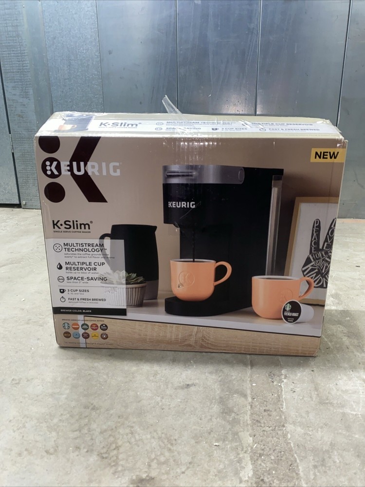 Keurig K-Slim + ICED Single Serve Coffee Maker, Brews 8 to 12oz. Cups, Blac USED