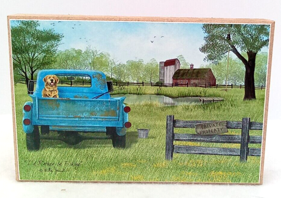 Billy Jacobs Truck Dog Block Sign Wood Fishing Barn Silo Trees Country Fence NEW