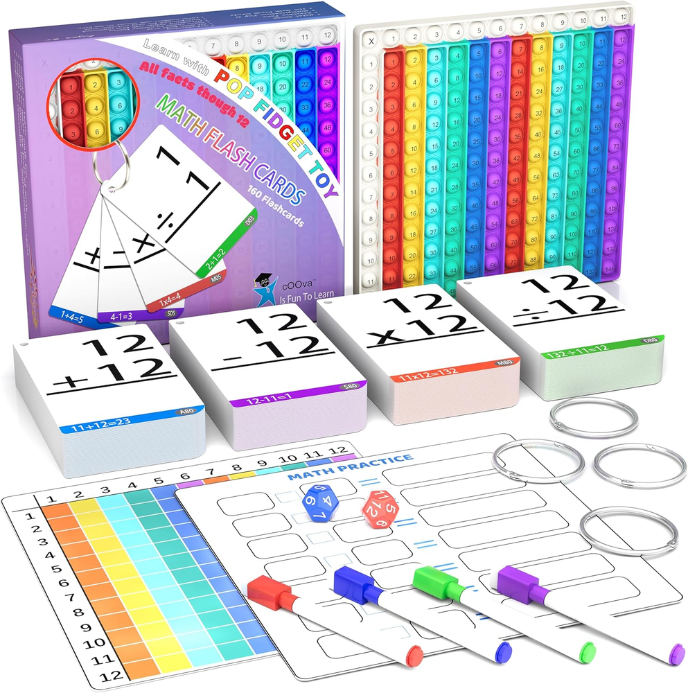 Math Games for Kids - Math Pop It with Flash Cards for Kids Ages 4-8 - Fun Math