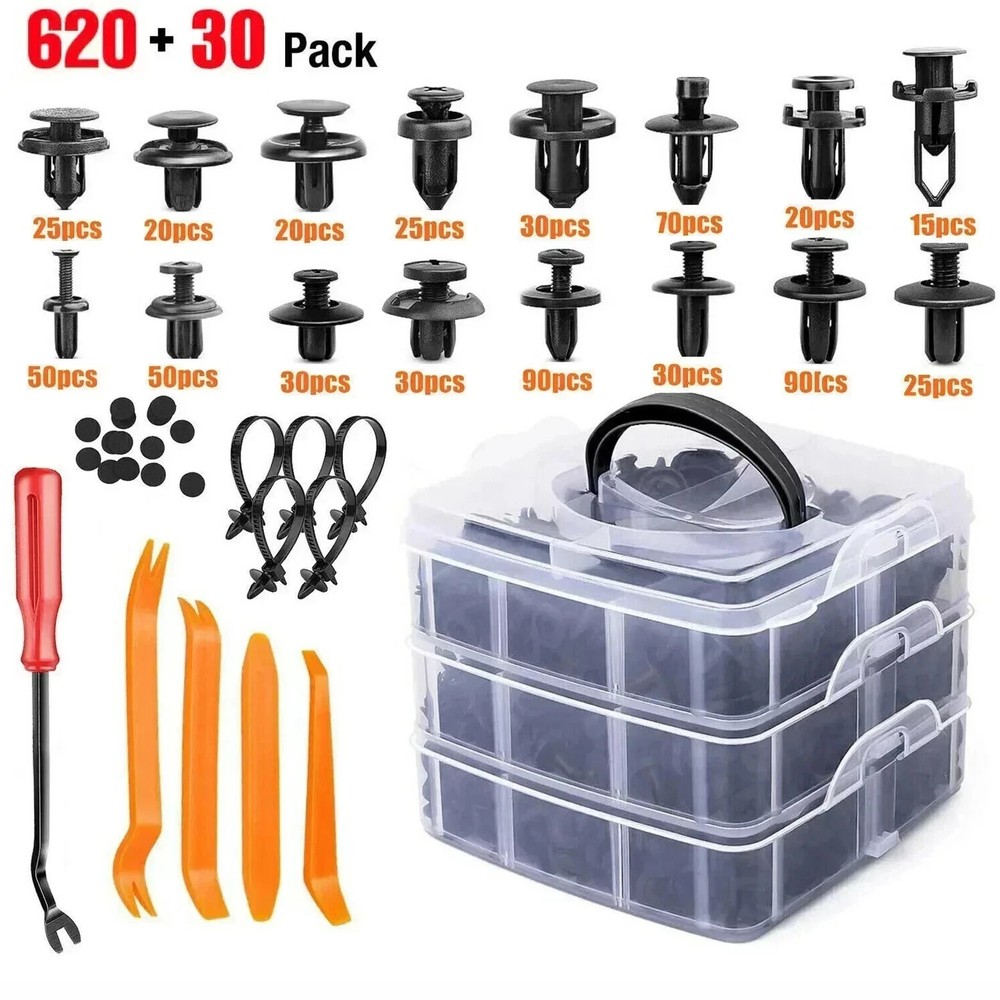 650pcs Plastic Trim Removal Pry Tool Set for Car Radio Panel Door Dash Clip Kit