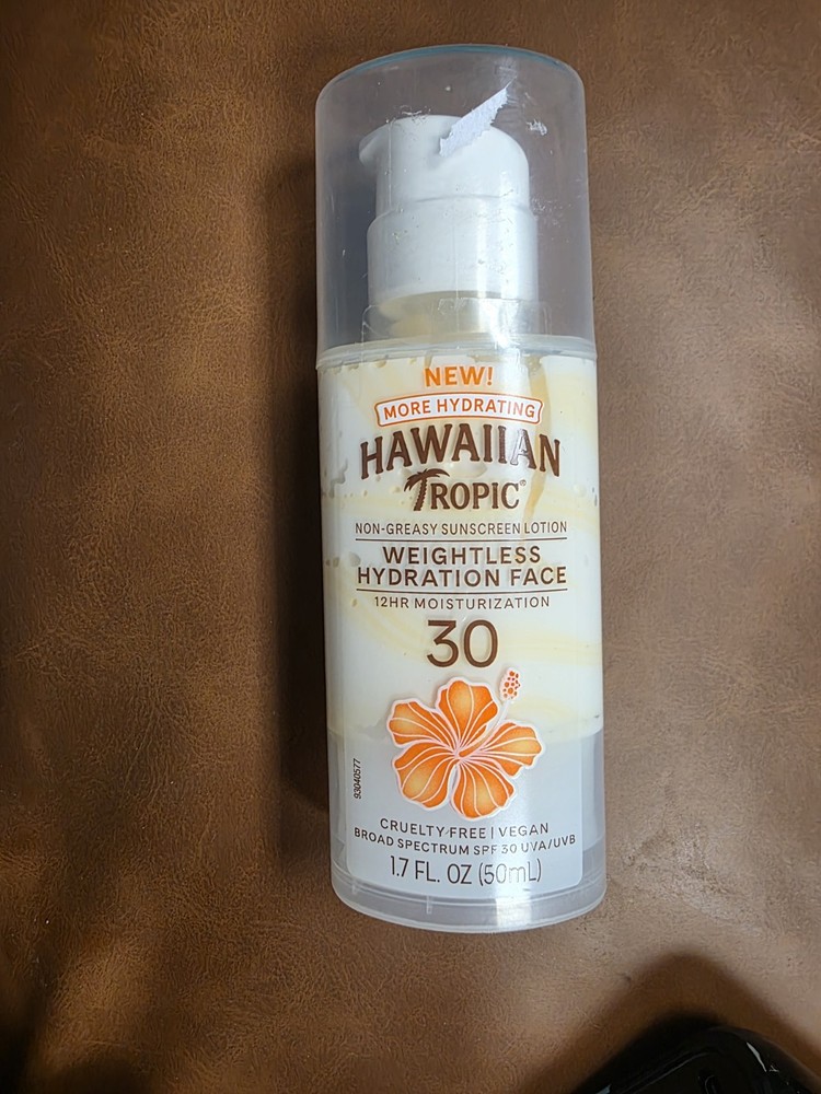 Hawaiian Tropic Weightless Hydration Face 30 Sunscreen 50ml 1.7fl oz Pump Bottle