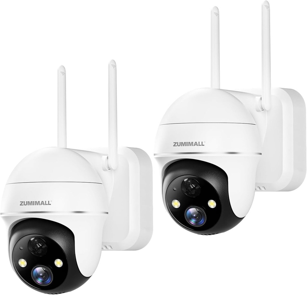 Battery-Powered Wireless Security Cameras with 360° View & Night Vision - 2-Pack