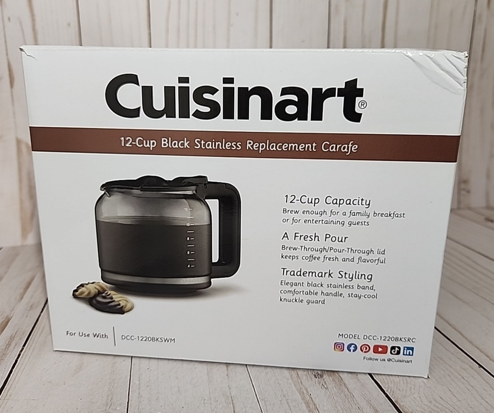 CUISINART DCC-1220BKSRC 12-Cup Black Stainless Replacement CARAFE NEW