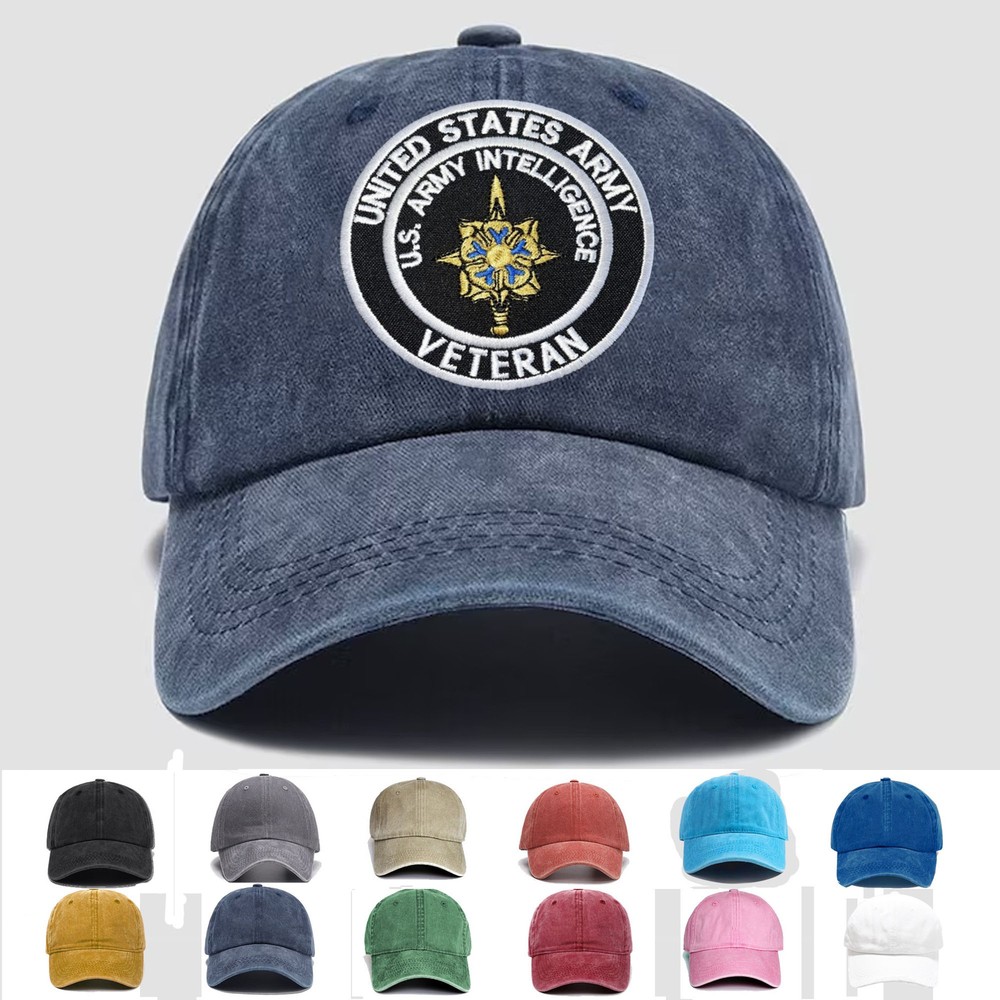 Custom Embroidered Hat US Army Intelligence Veteran, Veteran Cap, Trucker Hat