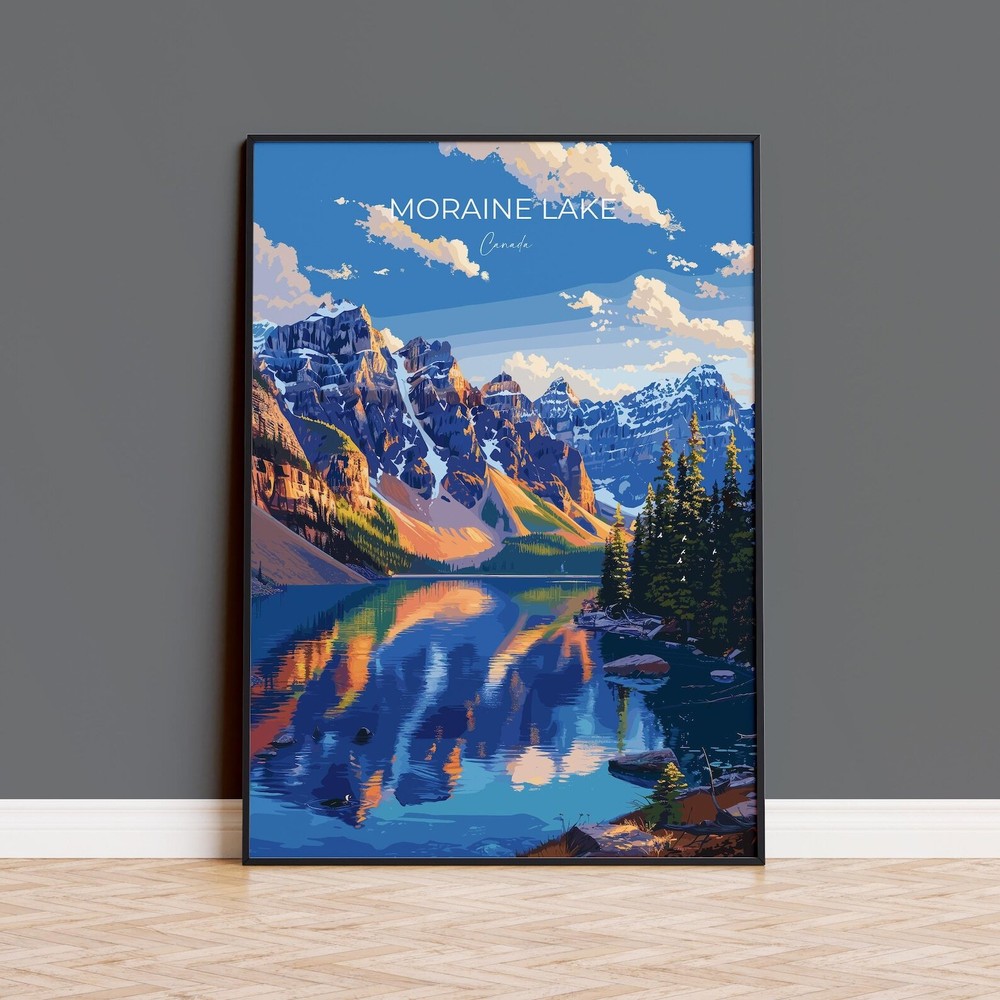Moraine Lake Travel Poster Travel Print Of Lake Moraine Canada Alberta Gift