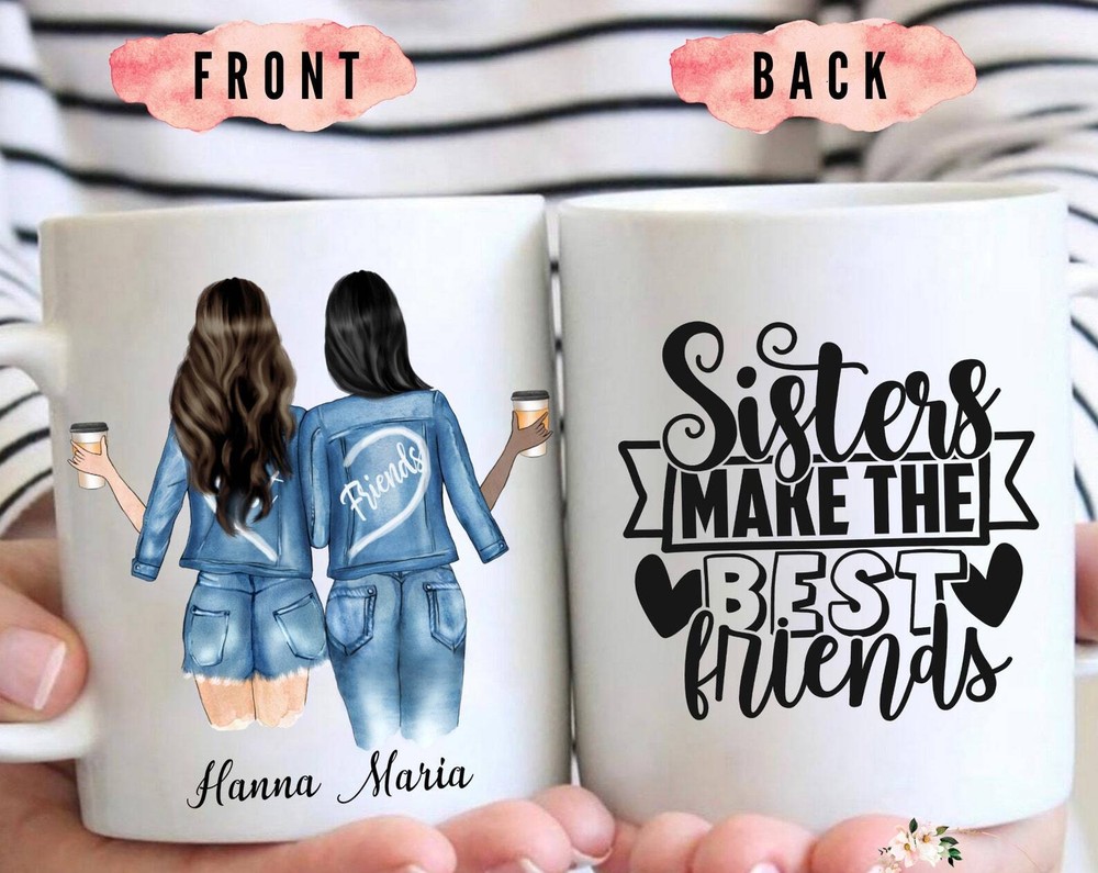 Best Friends Personalized Sister Coffee Mug - Cute Gift for Sisters