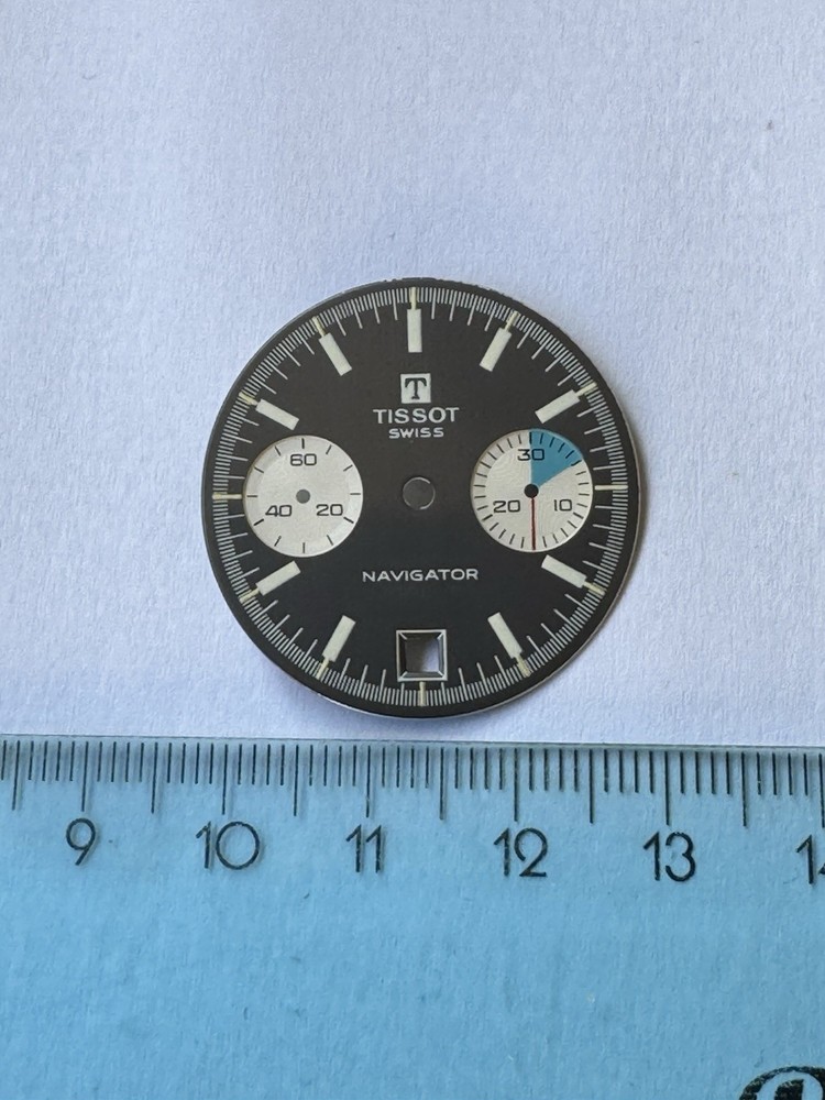 NOS Tissot Navigator Black/white Panda Chronograph 7734 Dial, Cadran,