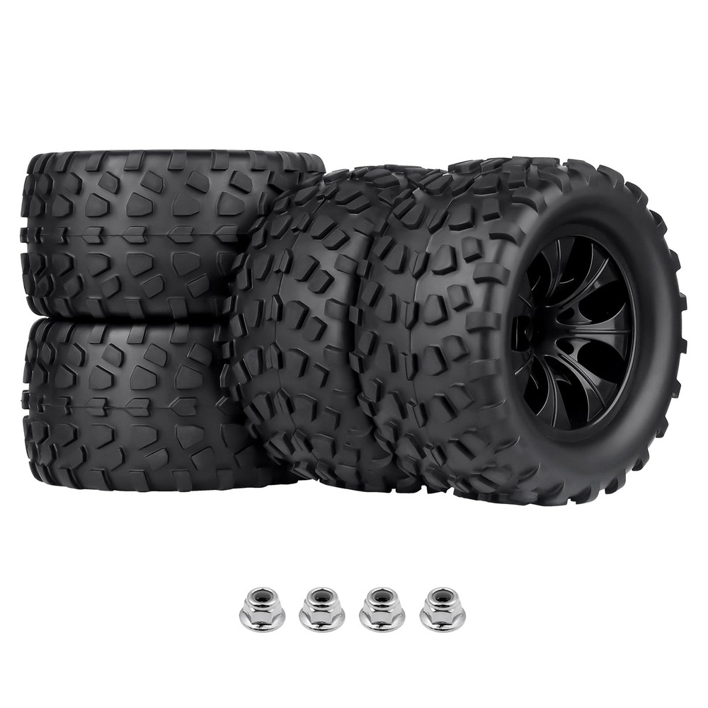 2.8 Tires and Wheels 12mm Hex 1/10 Scale RC Monster Truck Wheels for Traxxas ...