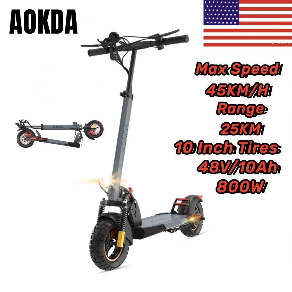 A1 10'' Adult Foldable Electric Scooter 10Ah Safe Urban Commuter Long Range 800W