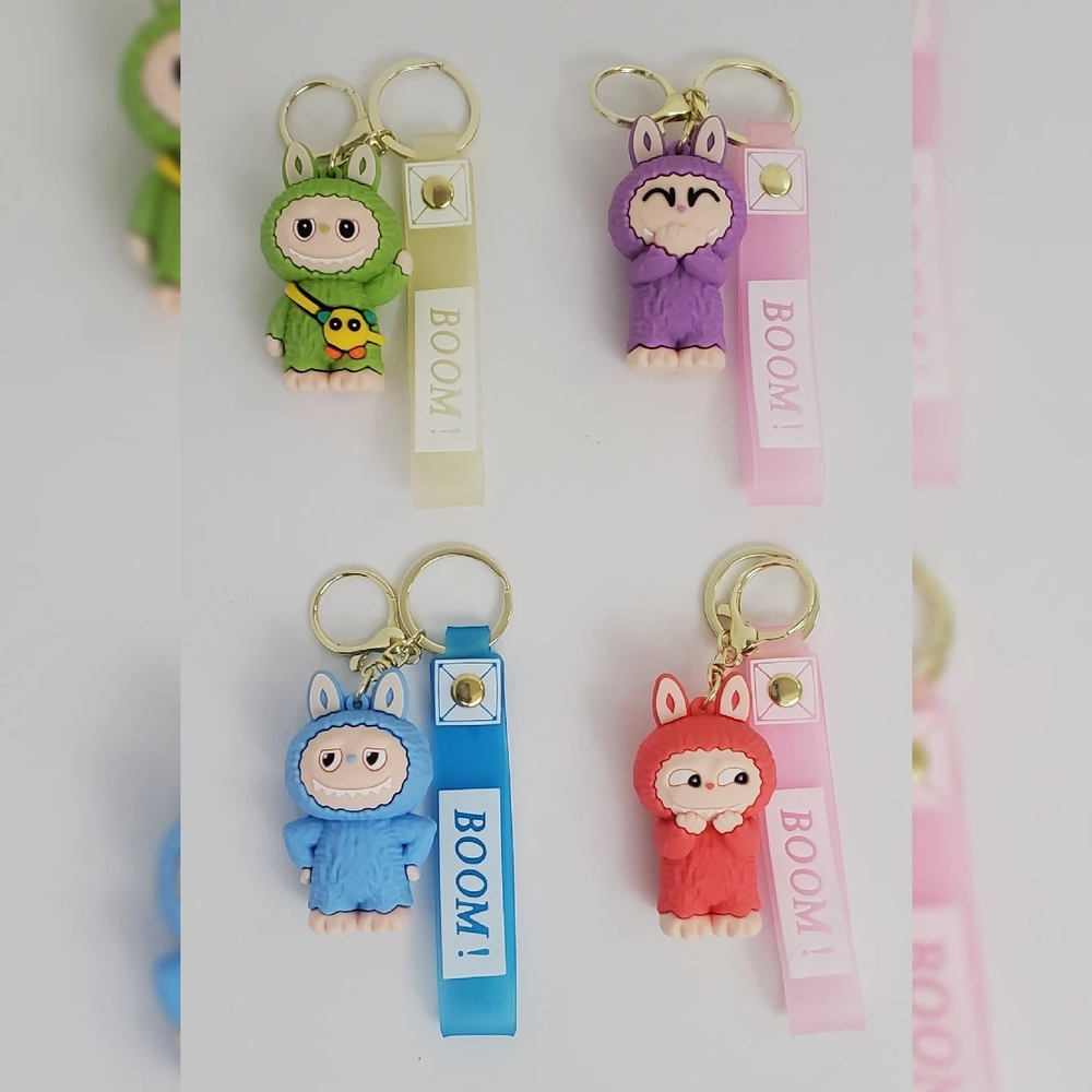 NWT Labubu Monster Keychain Multicolor Boom Logo  