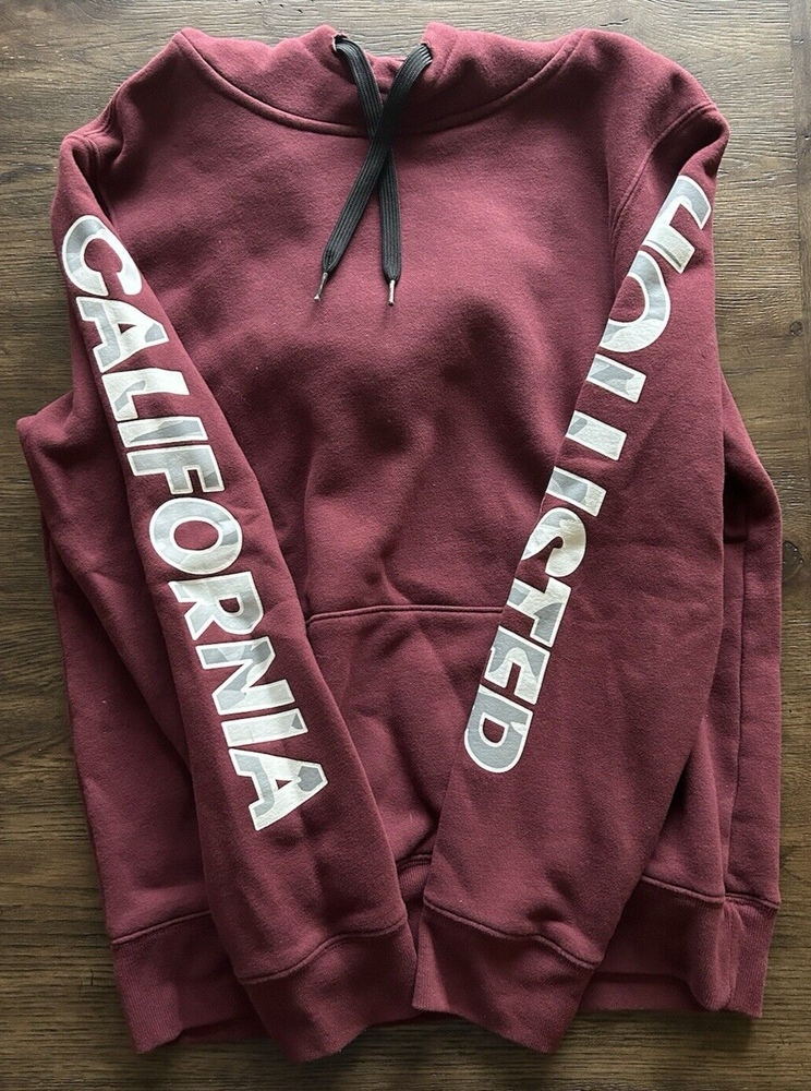 Hollister California Hoodie Sweatshirt Men's Medium Red/Maroon with Camo Logo